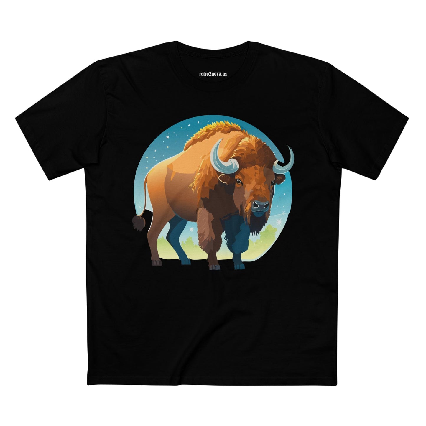 Unisex Premium Cotton Tee With Original Bison Art Design From Retro2Nova Art Collection Soft Breathable Everyday Comfort