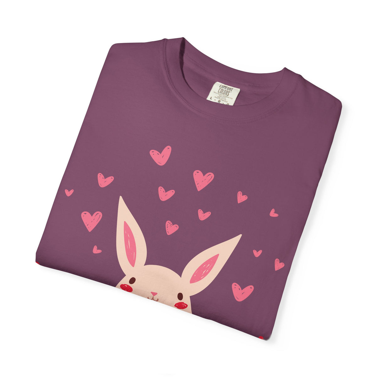 Easter Bunny Heart T-Shirt, Tee Shirt with Easter Signature, T Shirt with Easter Prints, Tee Shirt with Easter Design