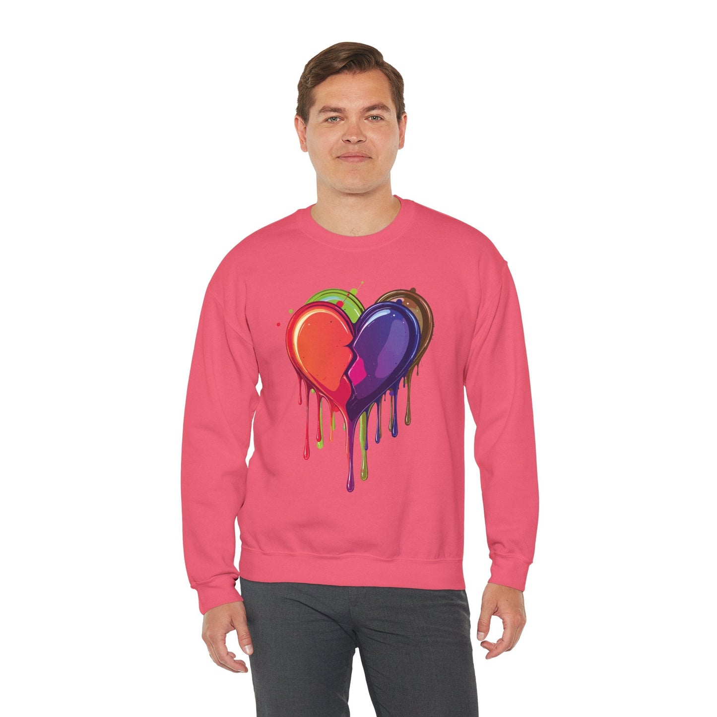 Unisex Double Heart Sweatshirt Valentines Day Love Theme Big Heart Design