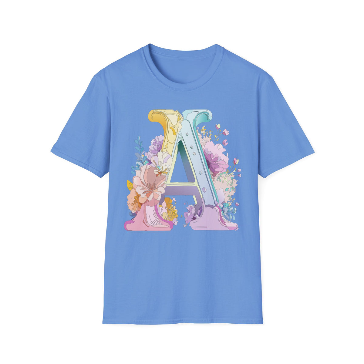 Floral Monogram A T-Shirt | Letter A Initial Tee, Botanical Alphabet Shirt