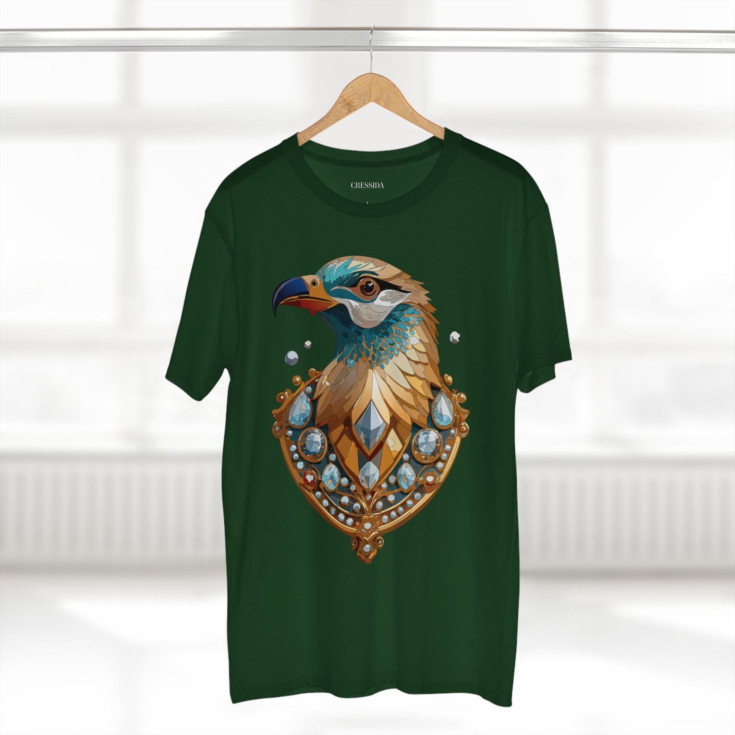 Bird Graphic Unisex 100 Cotton Tee With Unique Animal Golden Medallion Art Design 21