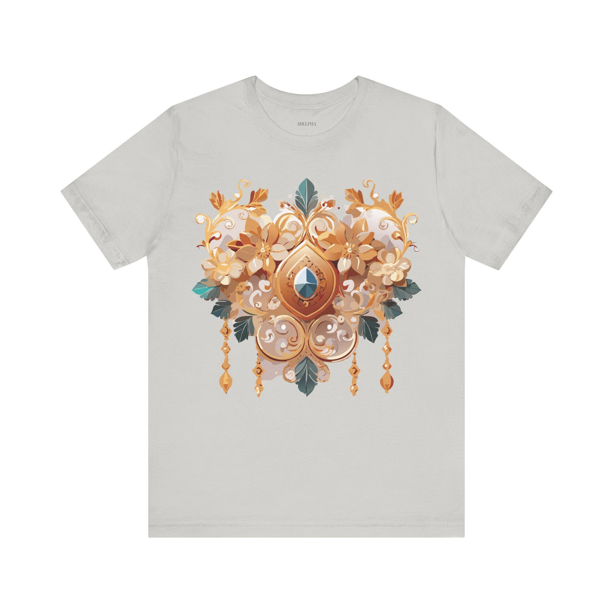 Jewelry Graphic Unisex Cotton Bella+Canvas Tee with Gemstones Art Design m30