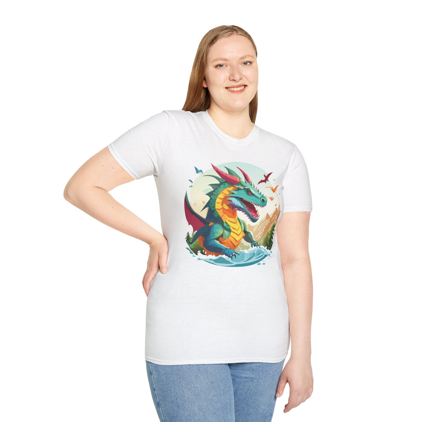 Dragon T Shirt Unisex Animal Tee Softstyle 64000 Premium 100 Percent Ring Spun Cotton
