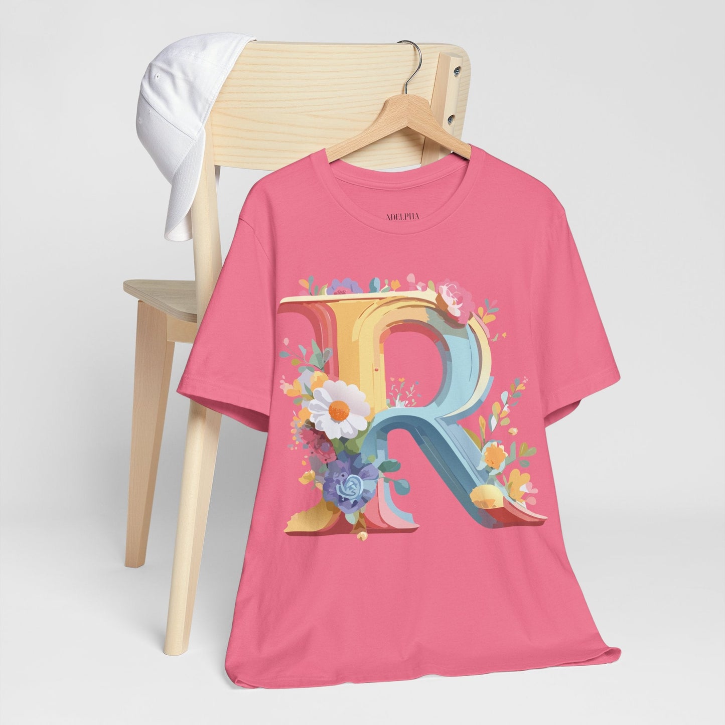 Adelpha Letter R Graphic Tee Unisex Short Sleeve Vintage Style Art Design Artwork Premium Fit