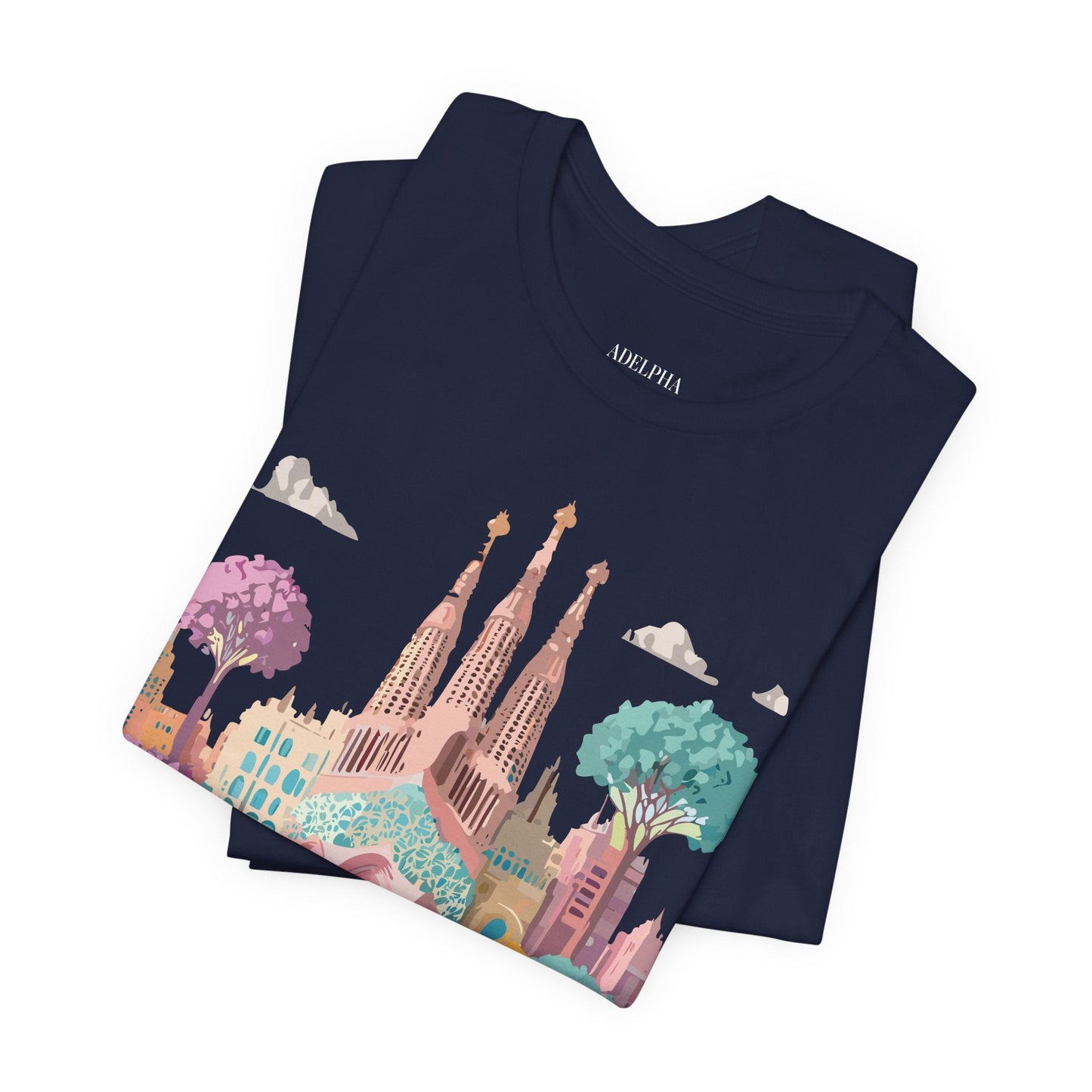 Barcelona Tourist Shirt Unisex Graphic Tee Featuring Original Vintage Art Adelpha