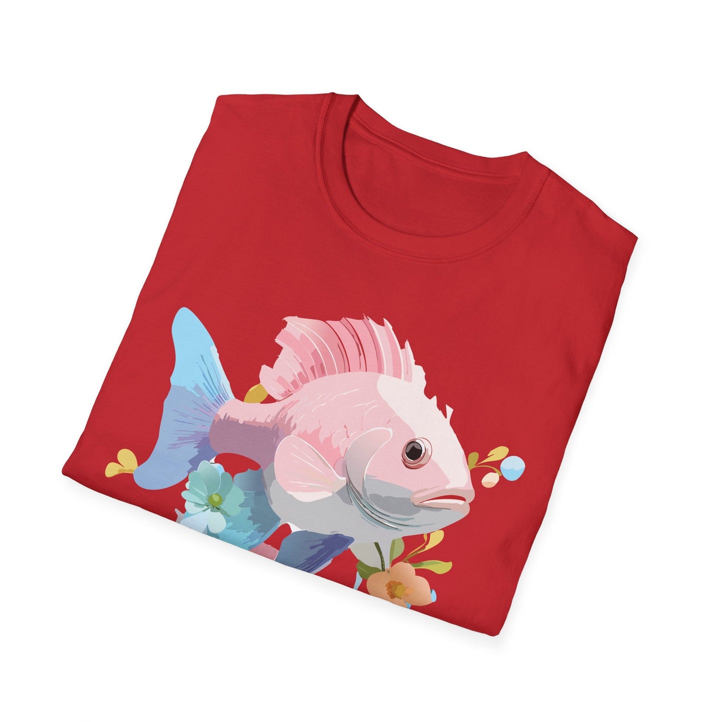 Fish Art Design Shirt Unisex Graphic Tee With Fish Illustration Gildan Softstyle 64000