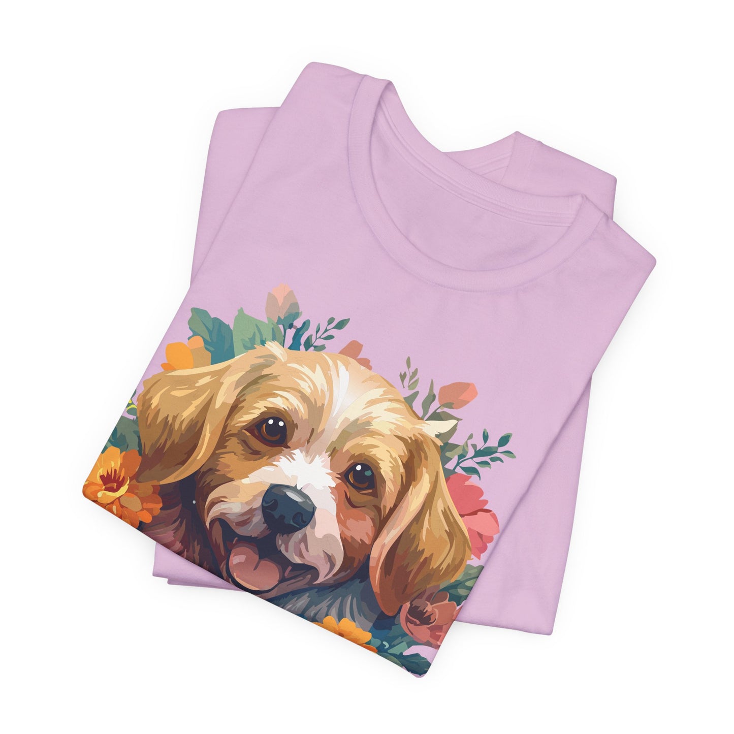 Floral Dog Tee, Animal Shirt, Dog Shirt, Floral Tee, Flower T-shirt, T-Shirt with Animal, Summer Top with Art Design