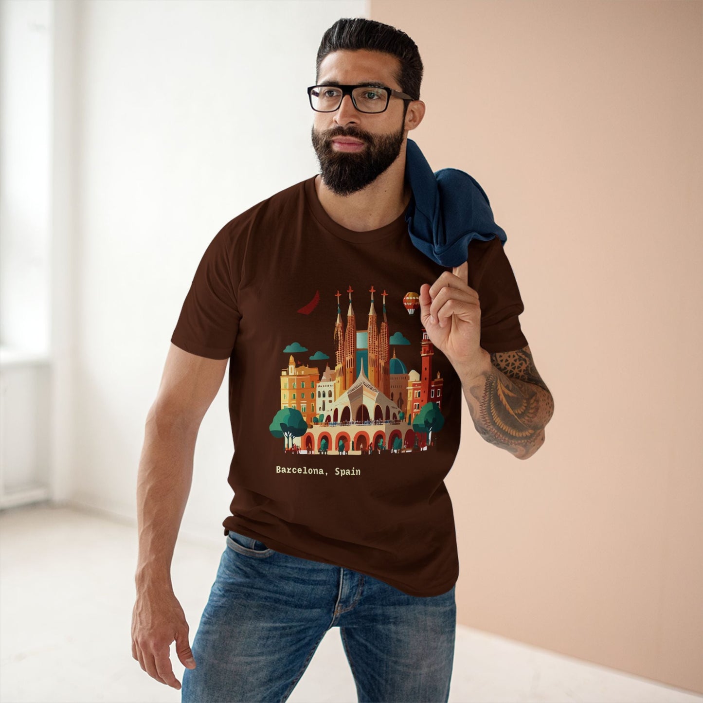 Barcelona Travel Shirt Unisex Cotton Art Tee Retro2Nova Premium Quality Original Art Design