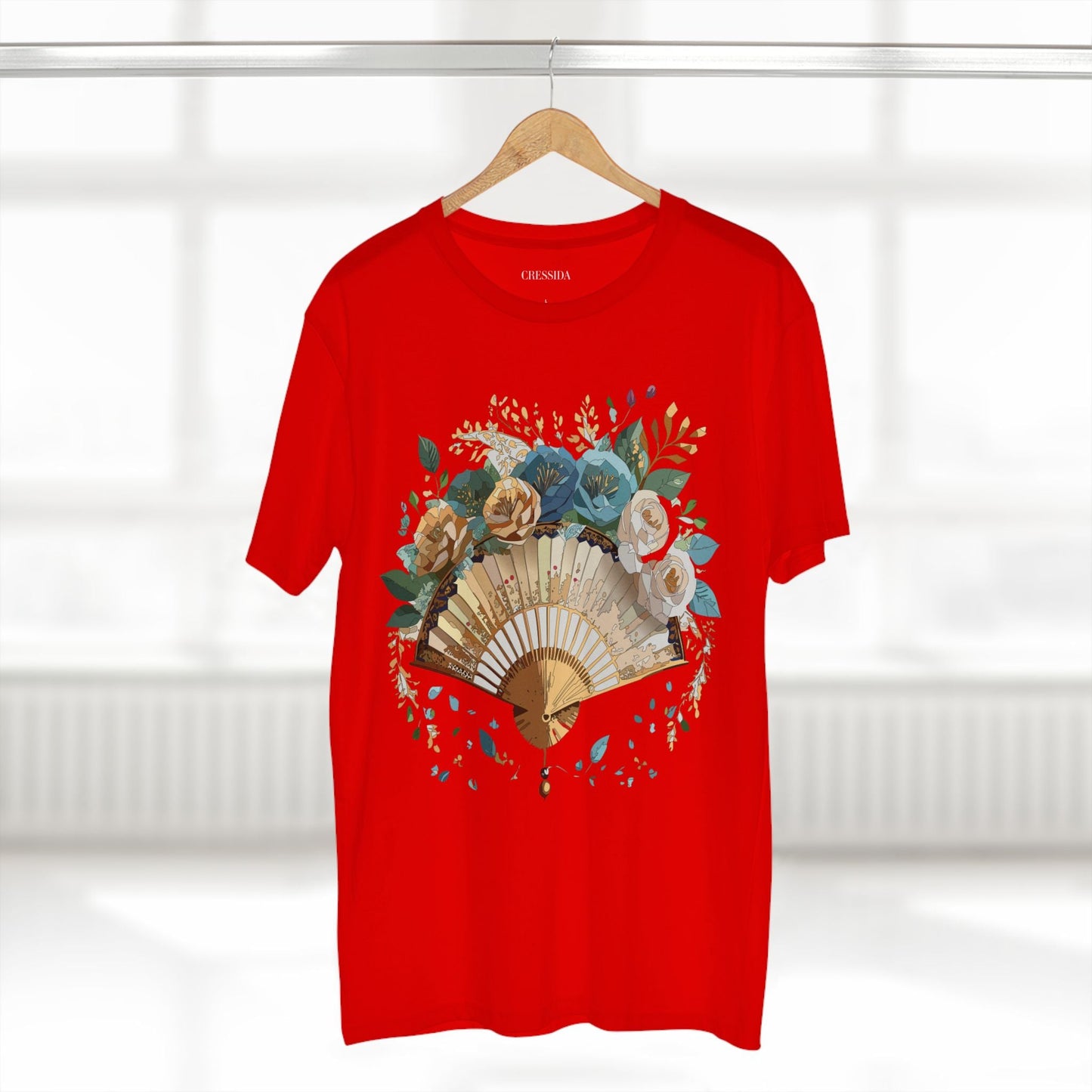 Antique Fan Graphic Design T-Shirt Unisex 100 Cotton Floral Carnival Artwork Tee 4