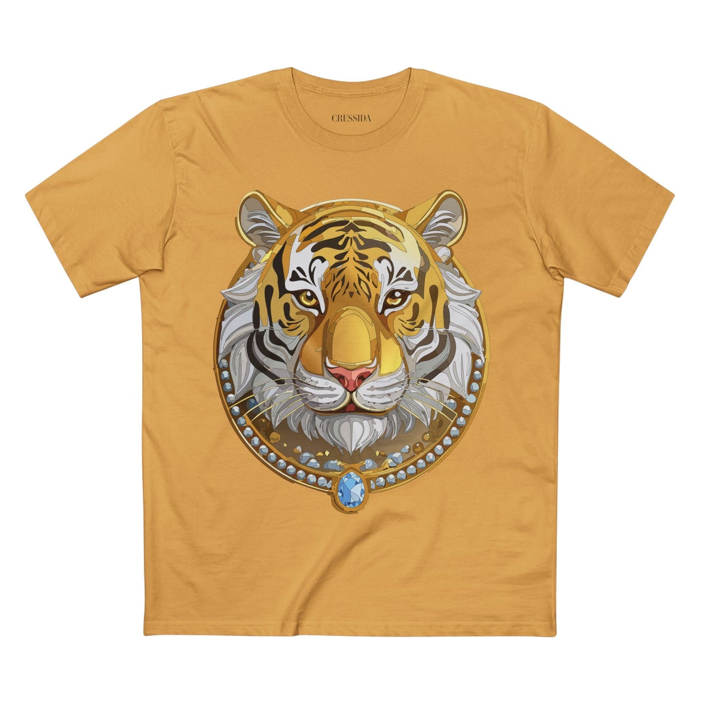 Tiger Graphic Unisex 100 Cotton Tee With Unique Animal Golden Medallion Art Design 4