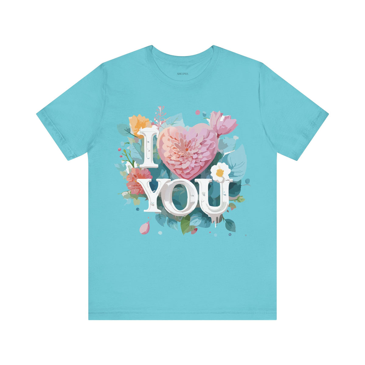 Valentine's Day Graphic Unisex Cotton Bella+Canvas Tee with Floral Art Design d103