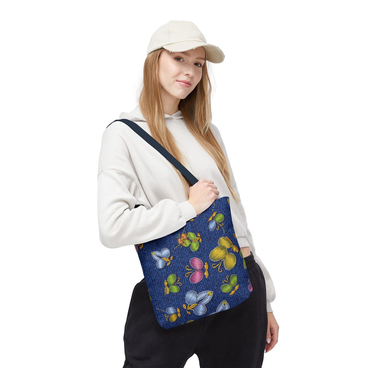 Denim Fabric Imitation Print Unisex Canvas Bag Poly Spun 3 Sizes Tote Bag 160