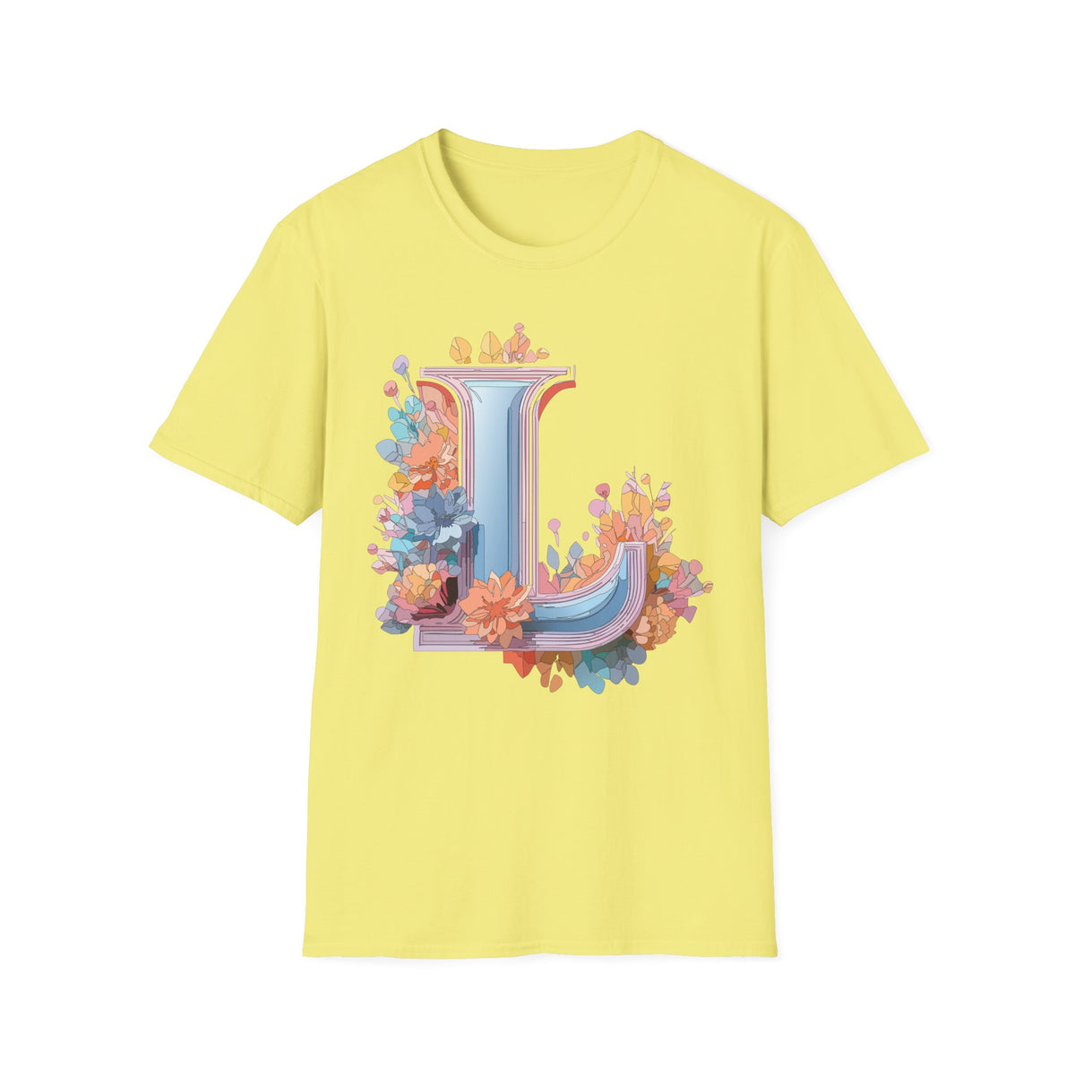 Floral Letter L T-Shirt | Monogram Initial Tee