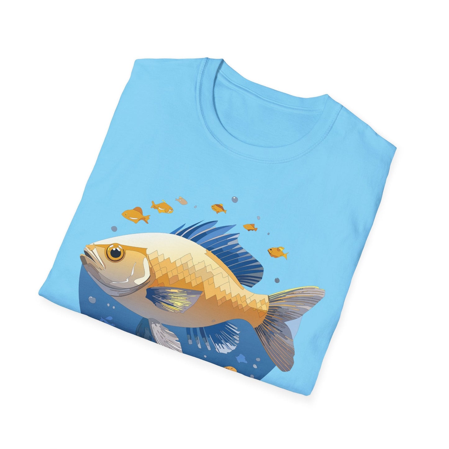 Fish Art Graphic Tee Shirt Unisex Gildan Softstyle 64000 100 Percent Ring Spun Cotton