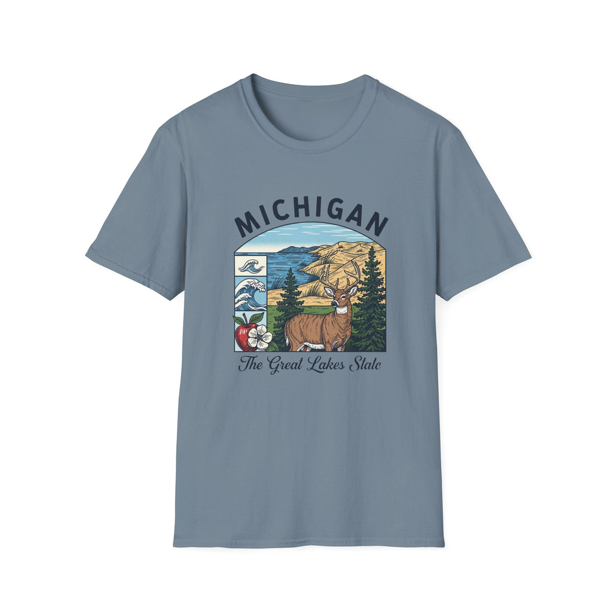 Michigan Scenic T-Shirt — Great Lakes State Vintage Travel Tourist Graphic Design Unisex 100 Cotton Gildan T-Shirt