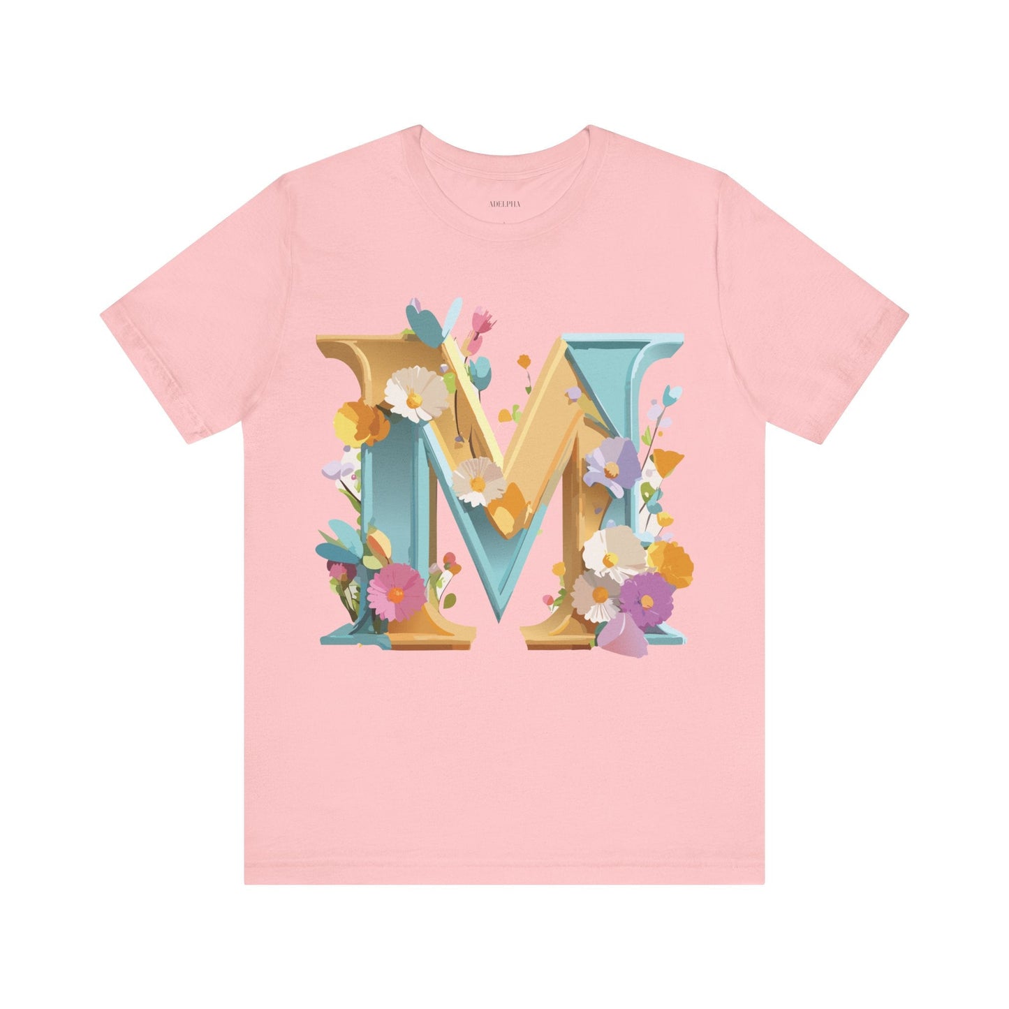 Letter M Shirt Unisex Graphic Tee Vintage Inspired Artwork Adelpha Jersey Short Sleeve