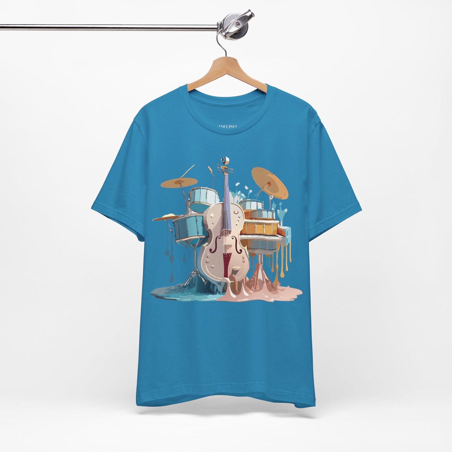 Music Graphic Unisex 100 Cotton Vintage Art with Musical Elements Tee 84
