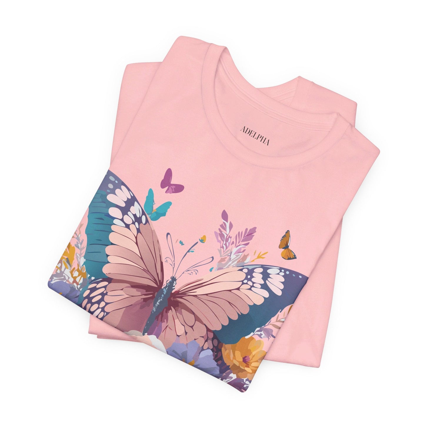 Butterfly Graphic Unisex 100 Cotton Lightweight Vintage Floral Design Jersey Tee 44