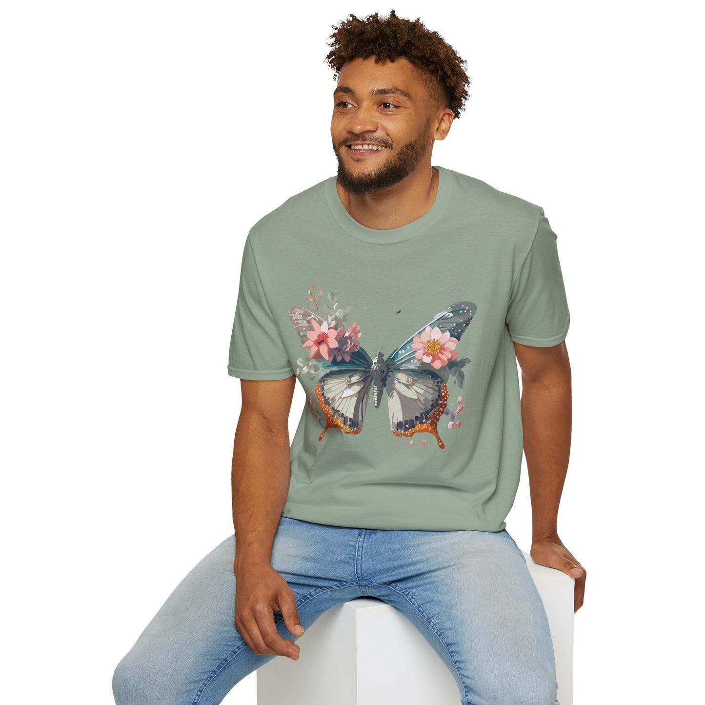 Butterfly Shirt Unisex Softstyle T Shirt Gildan 64000 Lightweight Ring Spun Cotton Monarch Design