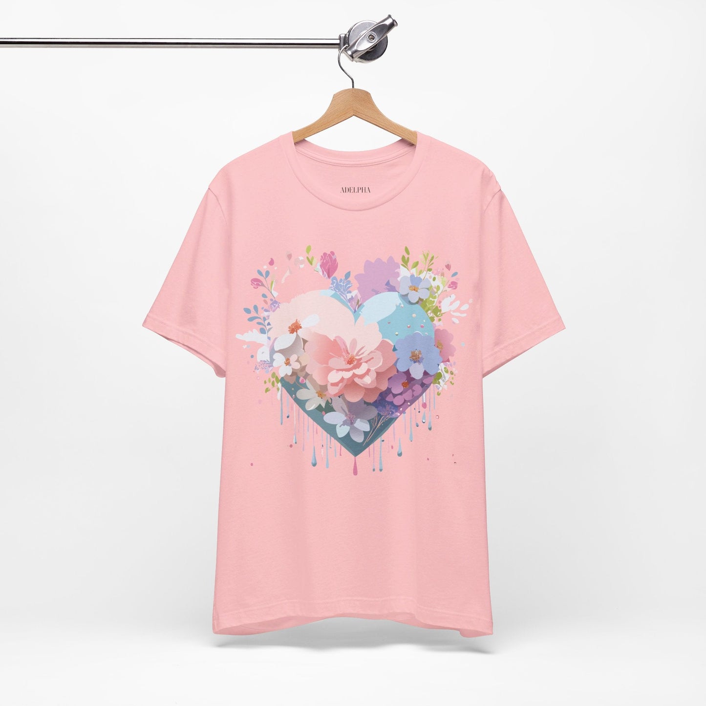 Valentine Day Graphic Unisex 100 Cotton Vintage Artwork with Love and Flower Design Tee 33