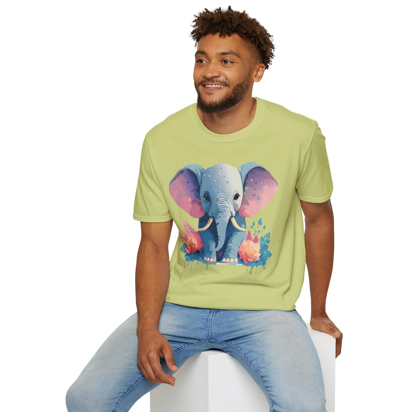 Elephant T Shirt For Adults Unisex Gildan Softstyle 64000 100 Percent Ring Spun Cotton Tee