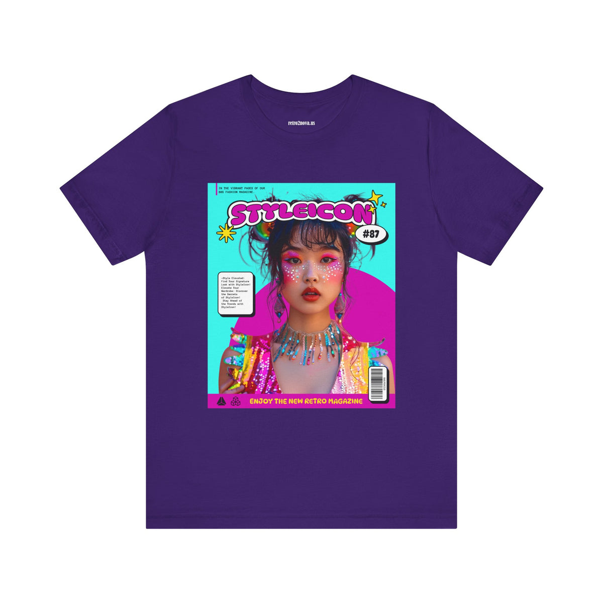 Magazine Cover Graphic Unisex Cotton Bella+Canvas Tee with Retro Poster ab32