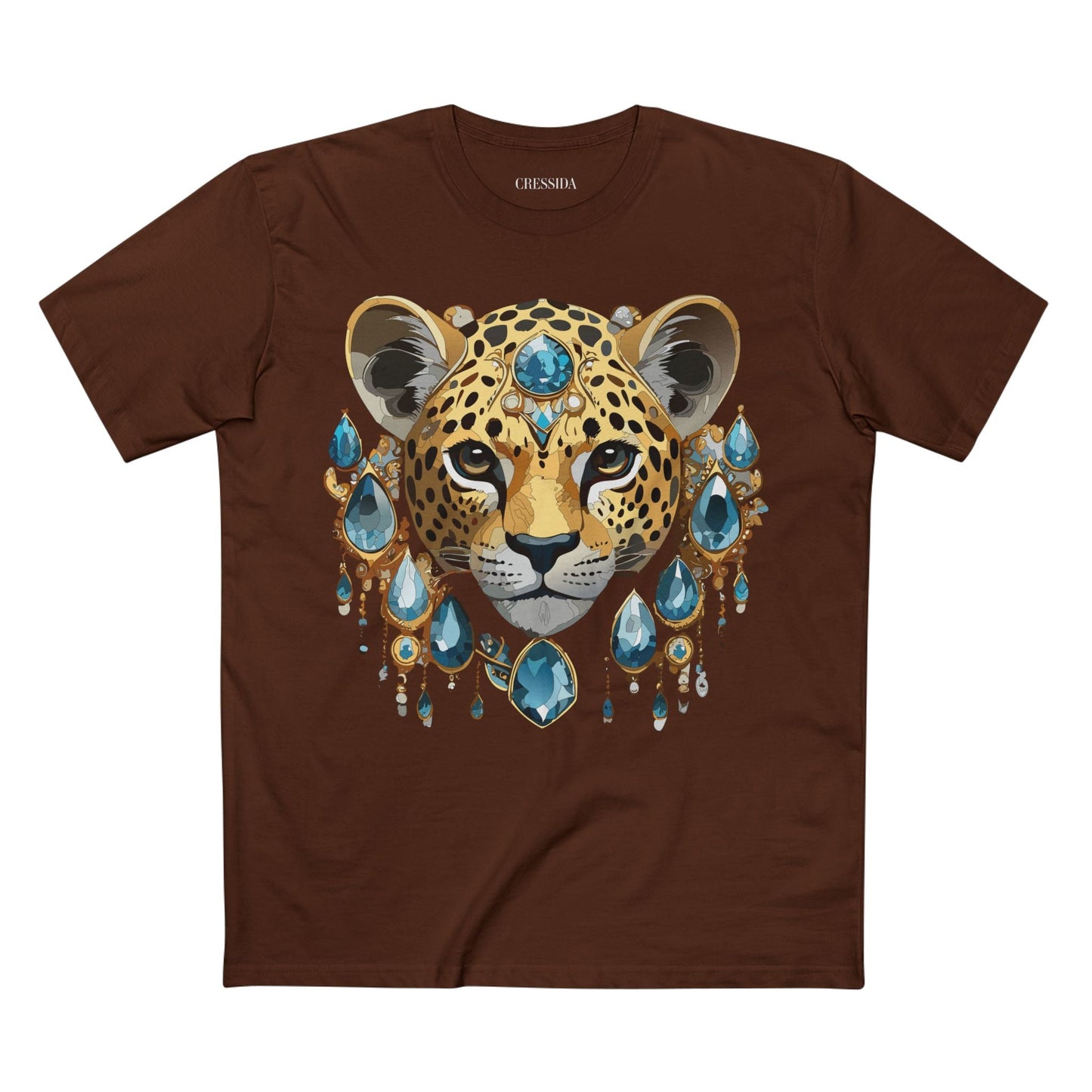Cheetah Graphic Unisex 100 Cotton Tee With Unique Animal Golden Medallion Art Design 48