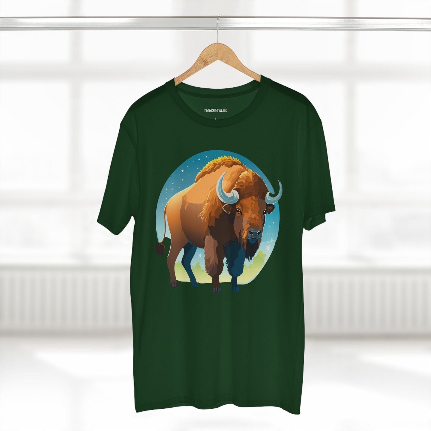 Unisex Premium Cotton Tee With Original Bison Art Design From Retro2Nova Art Collection Soft Breathable Everyday Comfort