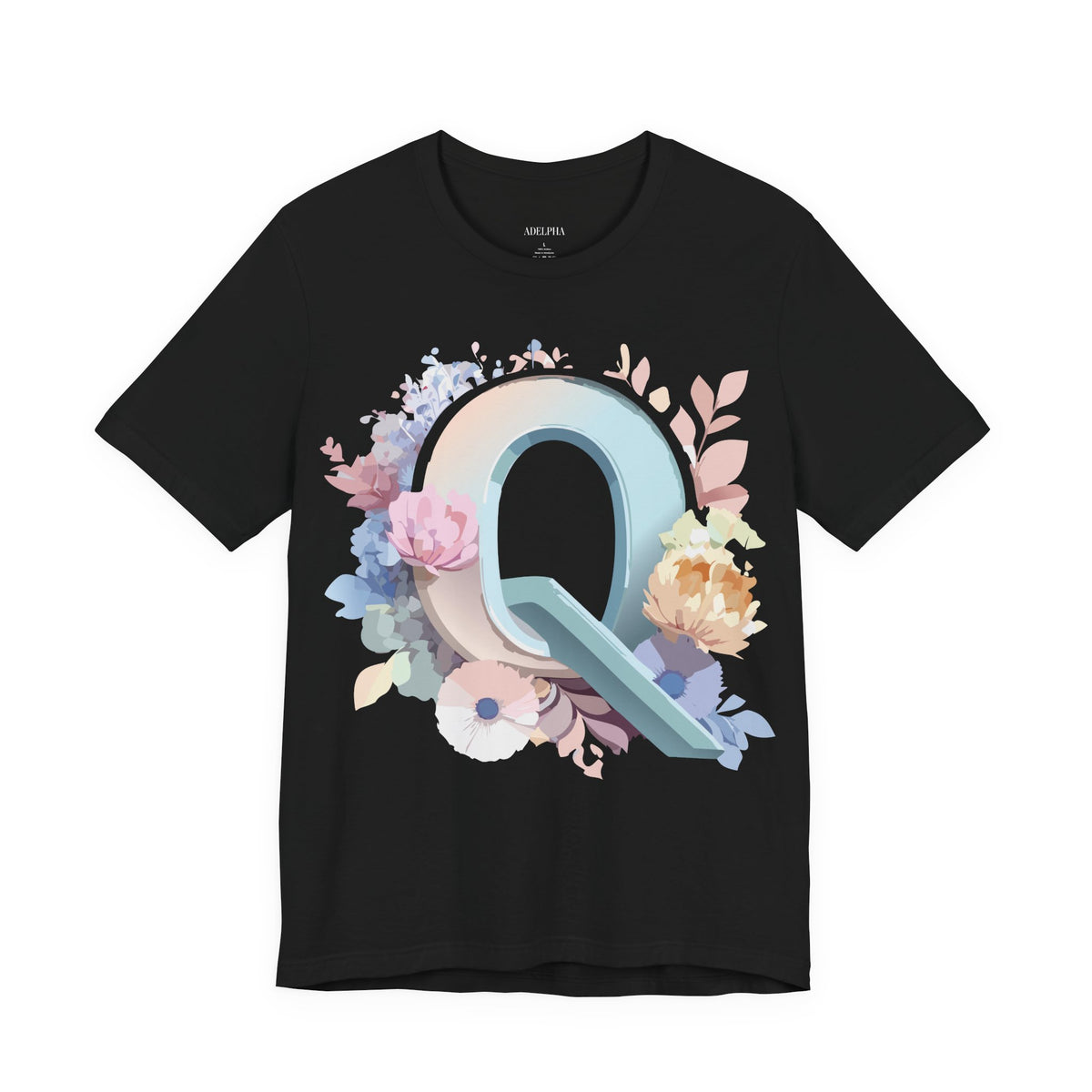 Letter Q Graphic Unisex Cotton Bella+Canvas Tee with Art Letter Design