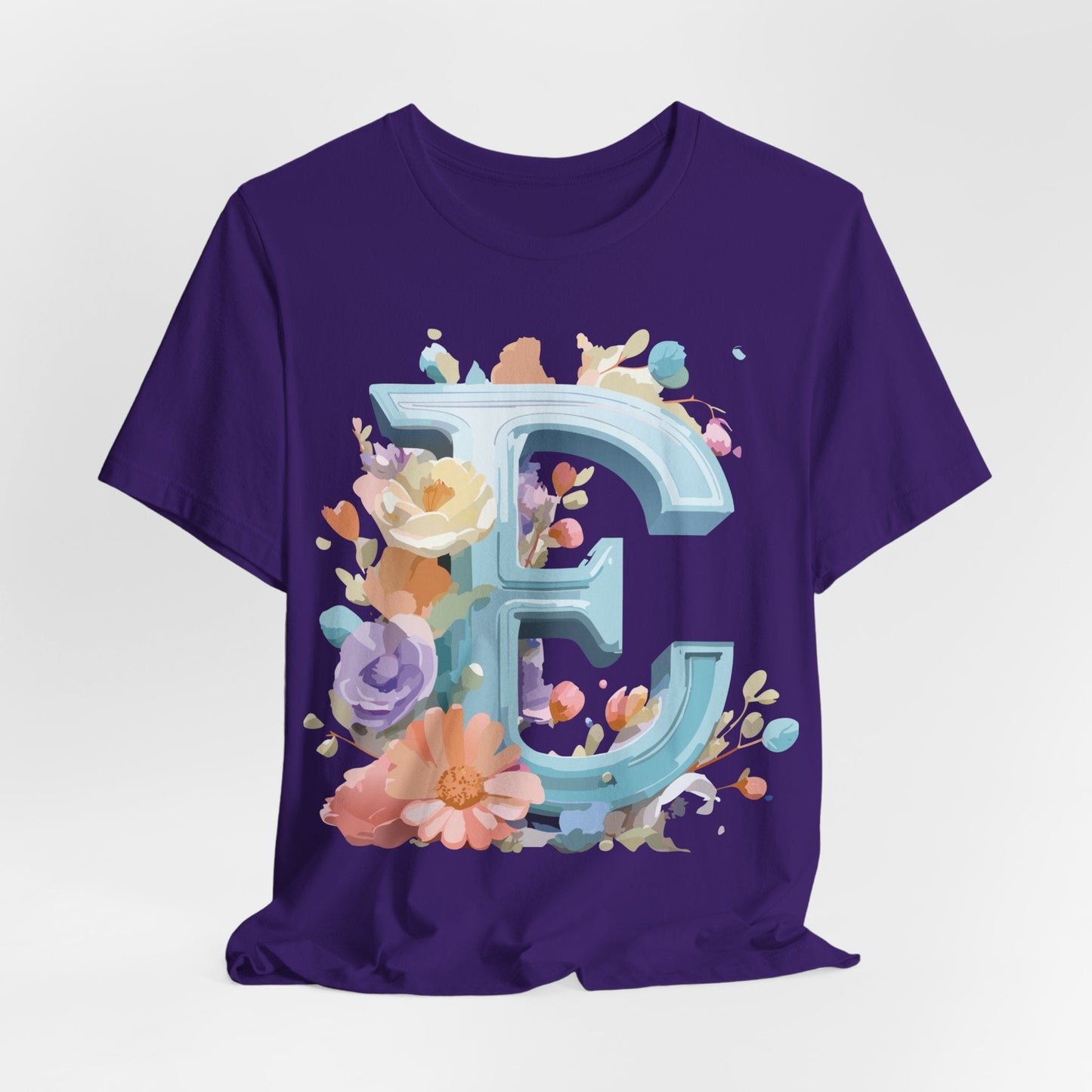 Letter E Graphic Tee Unisex Vintage Inspired Art Design Adelpha Short Sleeve Shirt