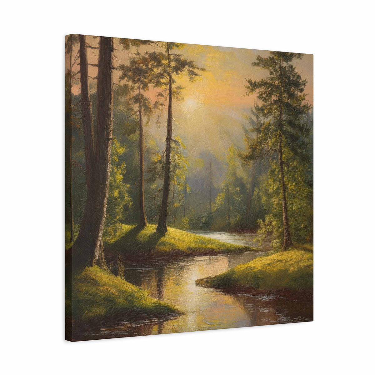 Forest Print Canvas, Trees Oil Paint Print 20x20, 24x24, 30x30, 32x32, 36x36 Art Design Print Pine-Wood Inner Frame MC-68