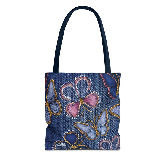 Denim Fabric Imitation Print Unisex Canvas Bag Poly Spun 3 Sizes Tote Bag 179