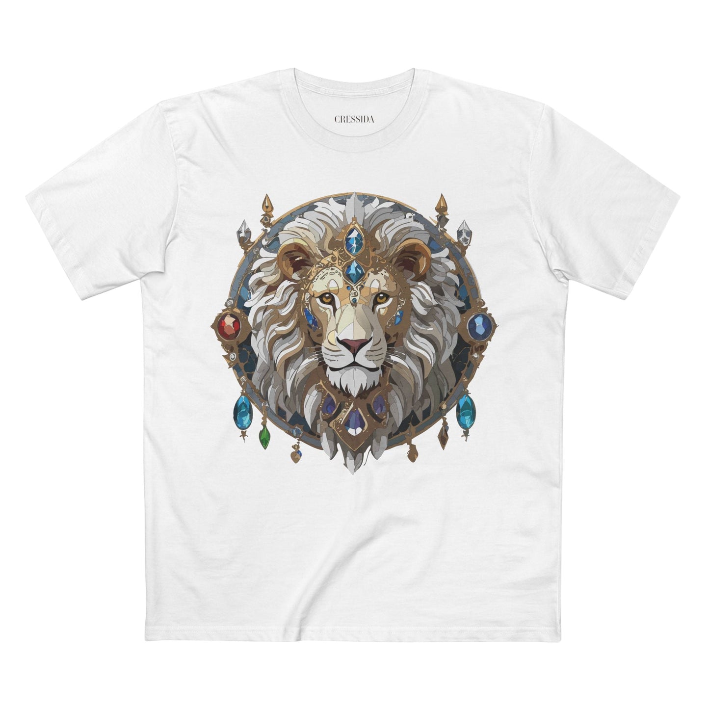 Lion Graphic Unisex 100 Cotton Tee With Unique Animal Golden Medallion Art Design 57