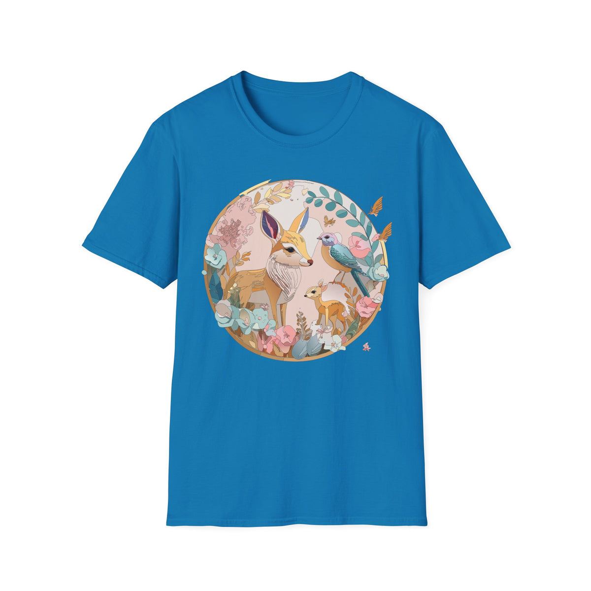 Woodland Fox and Bird Tee | Cute Fox Illustration T-Shirt