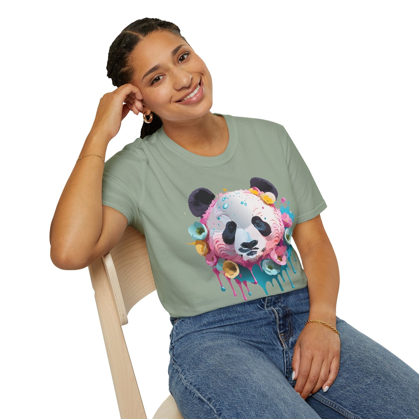 Panda Shirt Unisex T Shirt Graphic Tee Animal Print Gildan Softstyle 64000 100 Percent Cotton