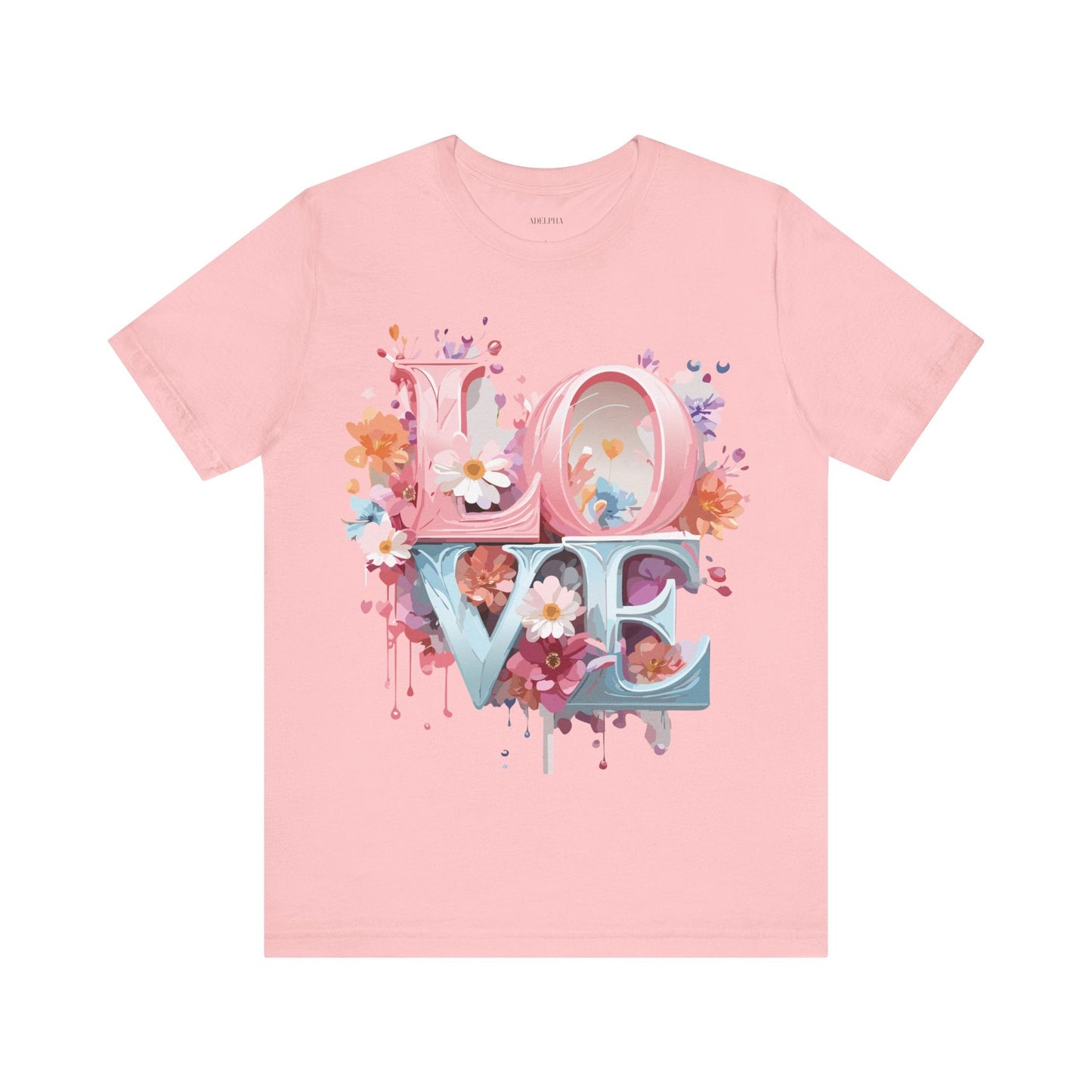 Valentine Day Graphic Unisex 100 Cotton Vintage Artwork with Love and Flower Design Tee 45