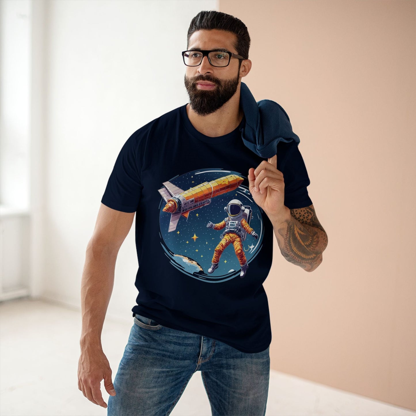 Cosmos Astronaut Shirt Unisex Premium Cotton Tee With Original Art Print By Retro2Nova