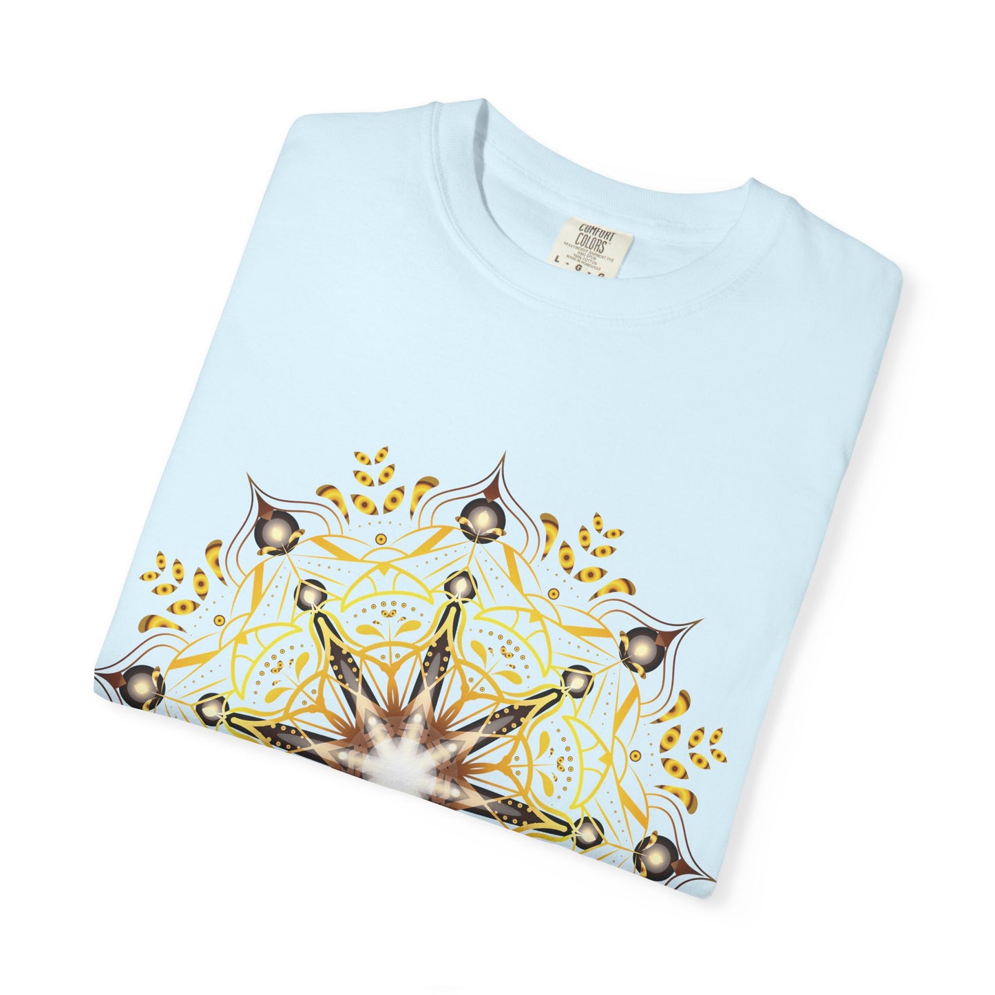 Unisex Garment Dyed Cotton T-Shirt with Mandala Graphic Design
