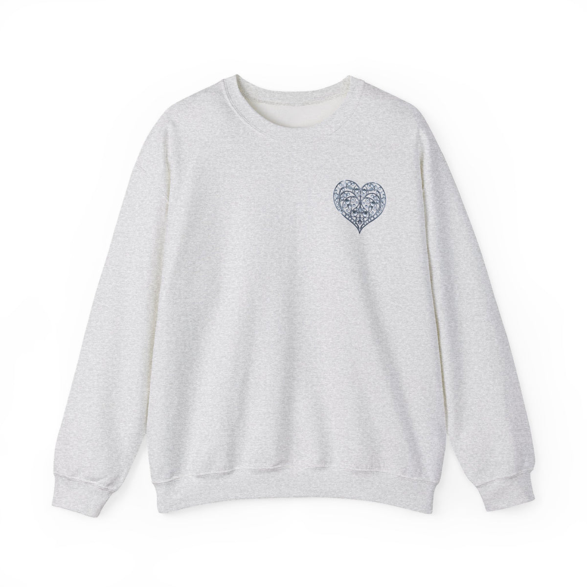Small Crystal Heart Graphic Valentine's Day Sweatshirt Unisex 50/50 Cotton-Poly Sweatshirt w76