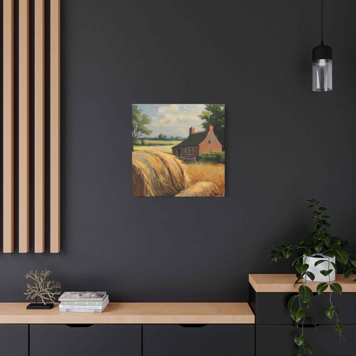 Countryside Print Canvas, Oil Paint Print 20x20, 24x24, 30x30, 32x32, 36x36 Art Design Print Pine-Wood Inner Frame MC- 47