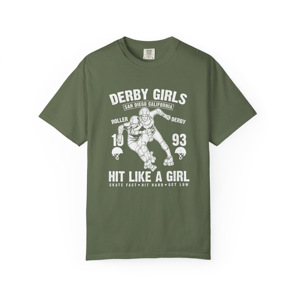 Derby-Girls Roller San Diego California Unisex Comfort Colors Garment-Dyed Heavyweight 100 Cotton Art Design T-Shirt w92