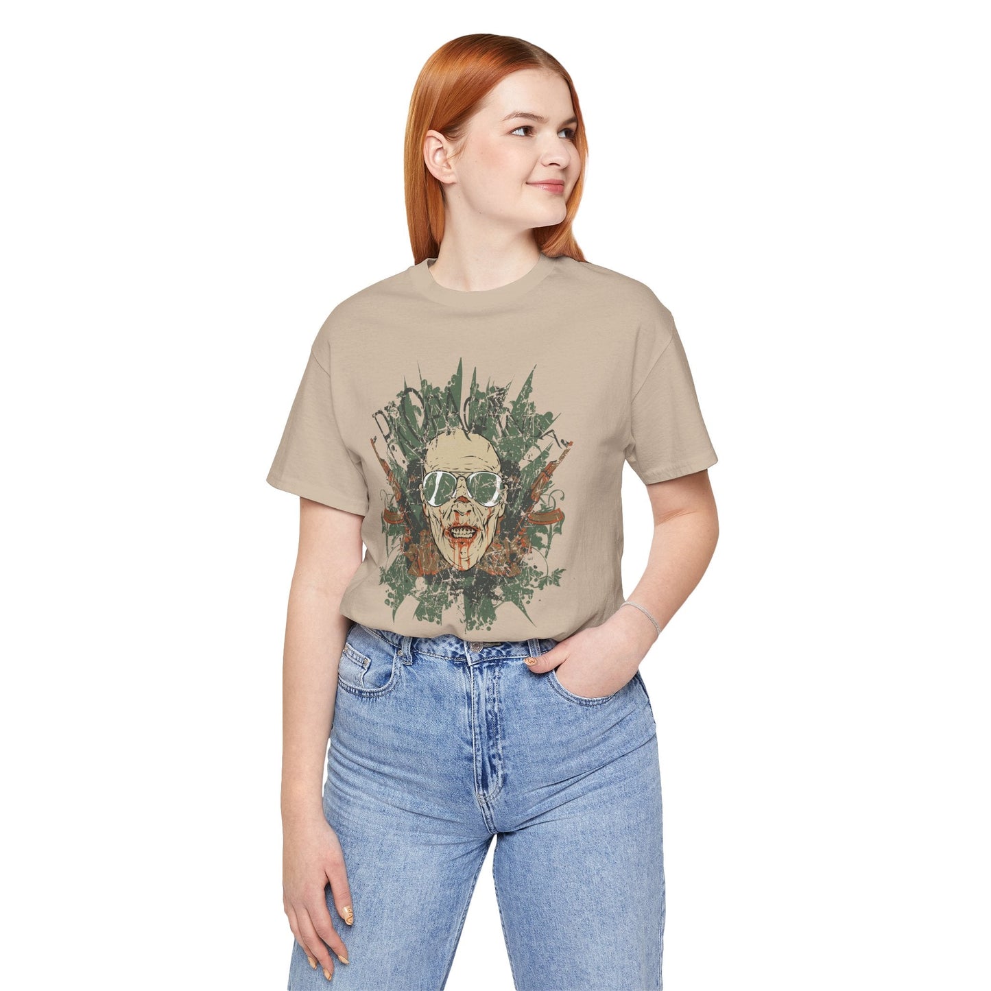 Retro Skull Floral Graphic Design Unisex Cotton T-Shirt G-2