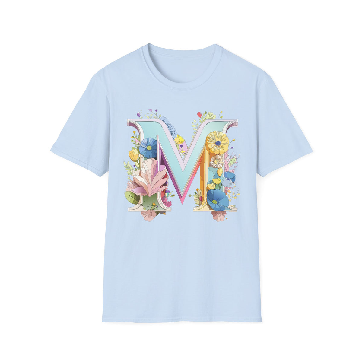 Floral Letter M T-Shirt | Monogram Initial Tee, Spring Flowers