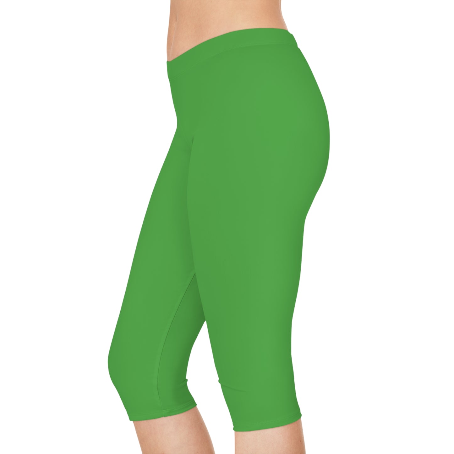 Green Color Capri Leggings, Green Capri Leggings 1
