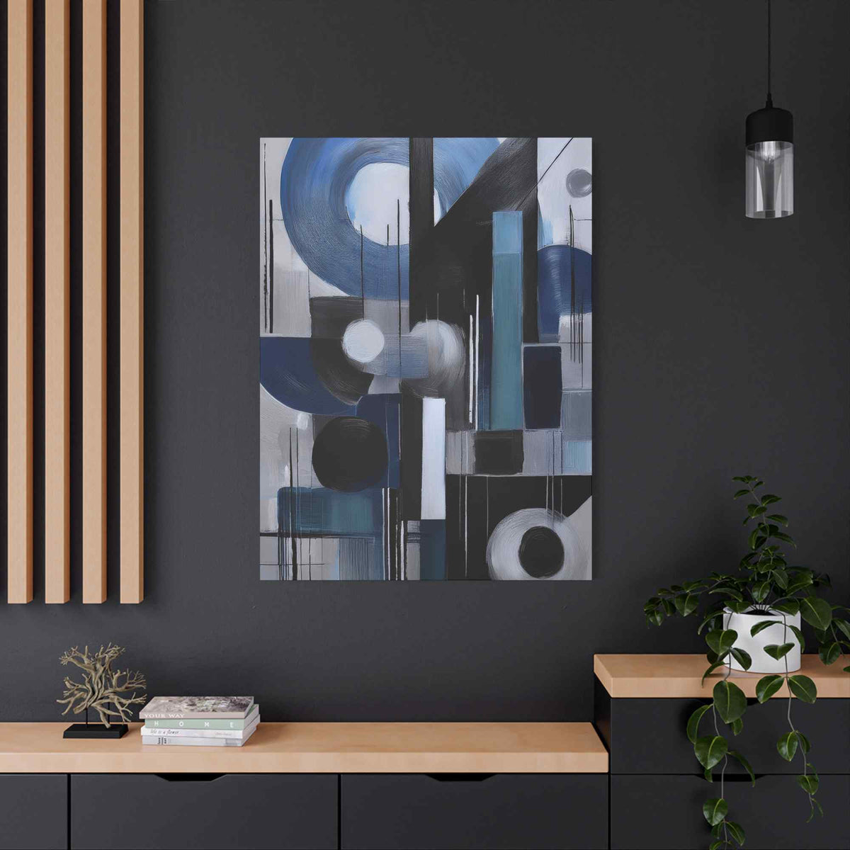Blue Abstract Painting Print Canvas 20x24,20x30,24x30, 24x32,24x36,30x40, 32x48,36x48,40x60 Pine-Wood Inner Frame ABS-28