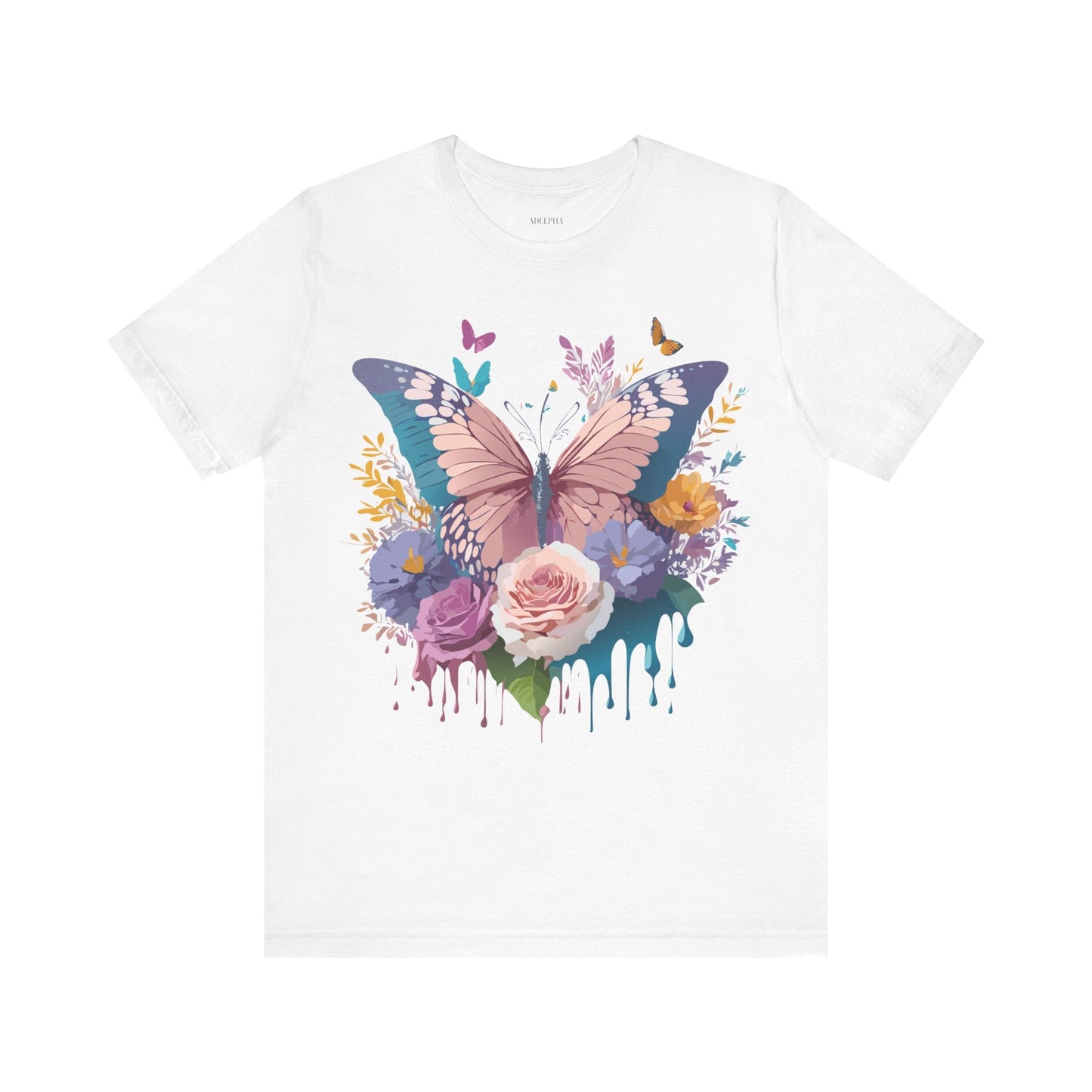 Butterfly Graphic Unisex 100 Cotton Lightweight Vintage Floral Design Jersey Tee 44