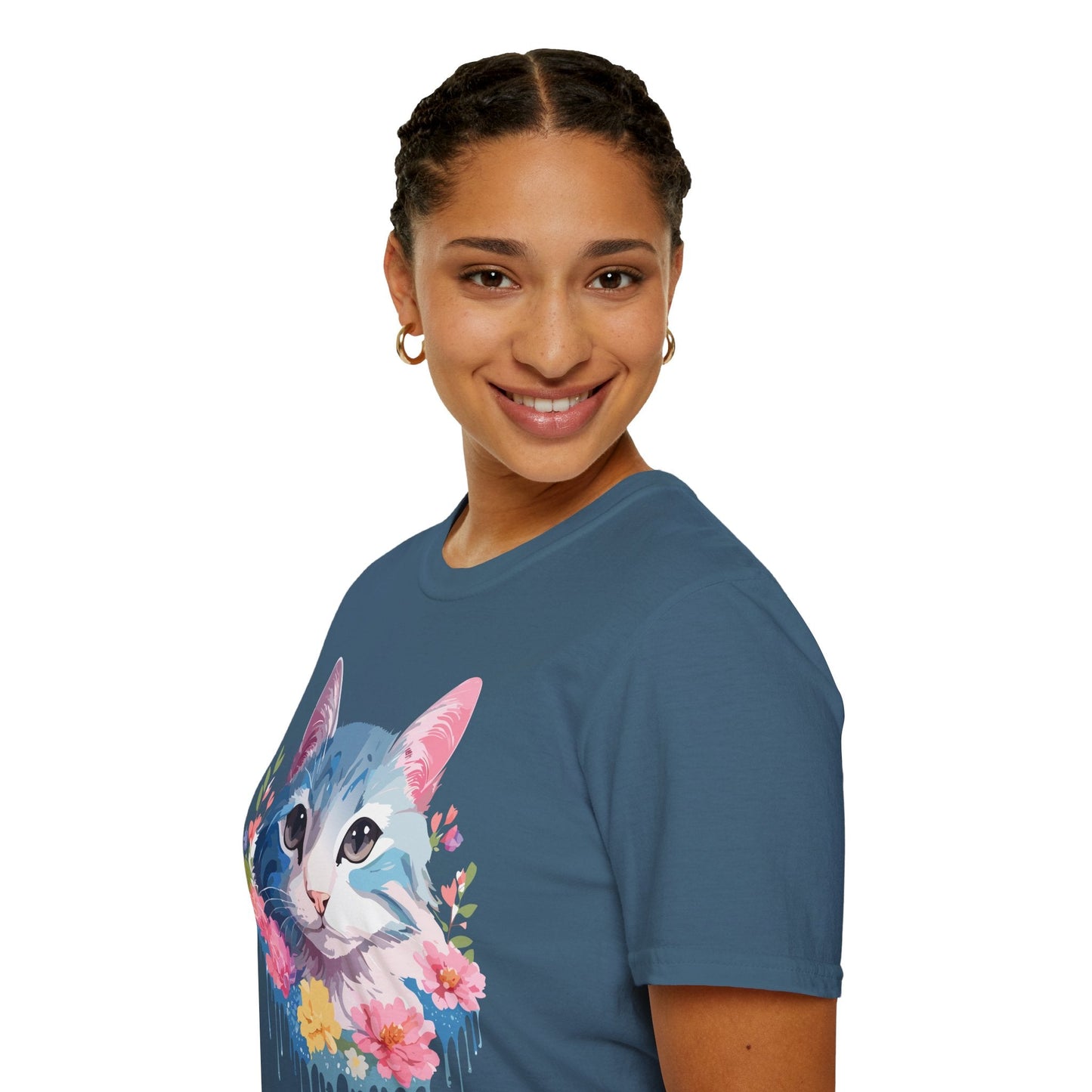 Cat Shirt Unisex Cat Tee Kitten Print Gildan Softstyle 64000