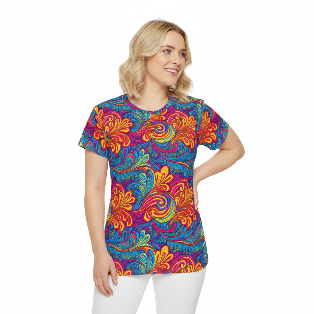 Women Poly Span T-Shirt with Floral Print