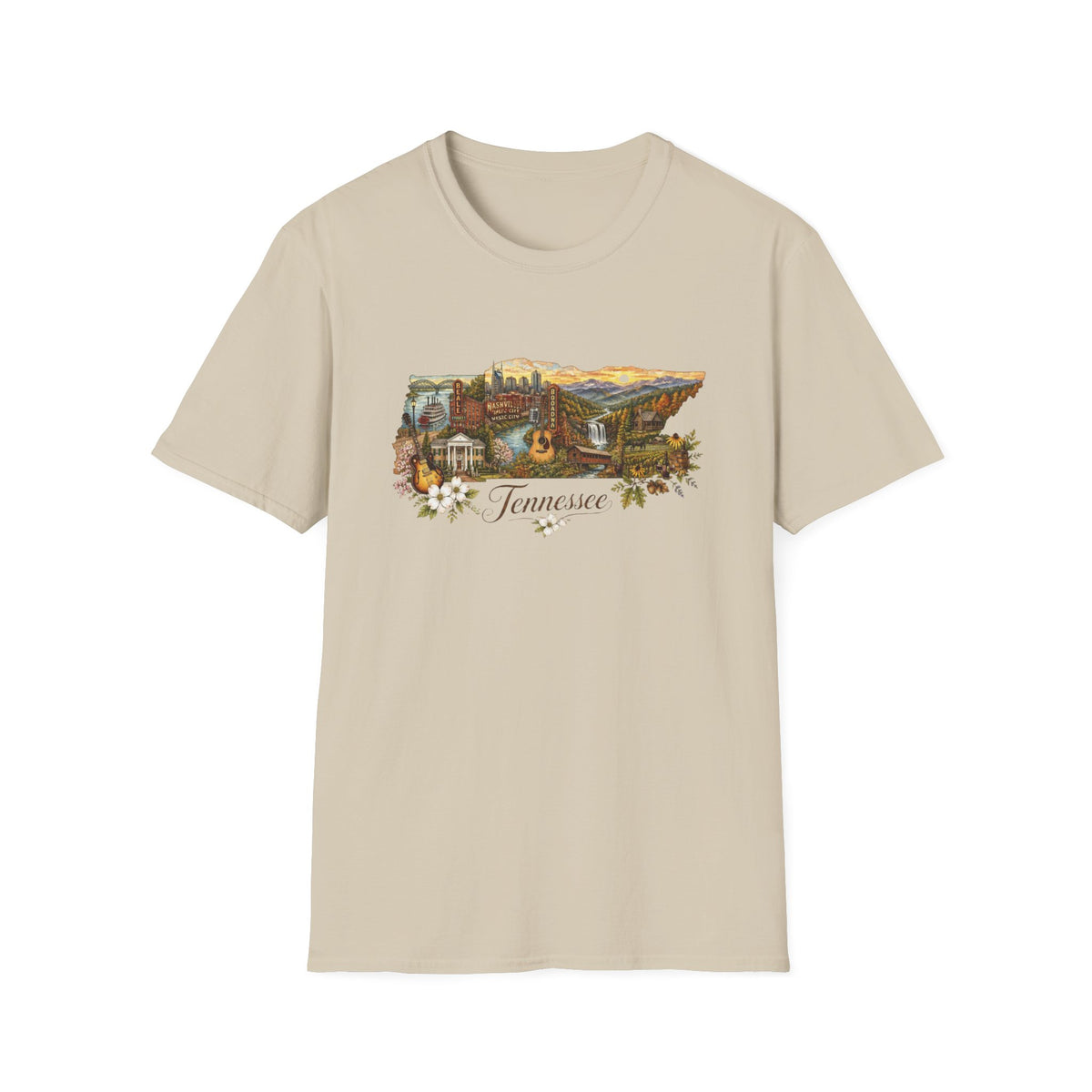 Tennessee Vintage State Map Graphic Design Unisex 100 Cotton Gildan T-Shirt