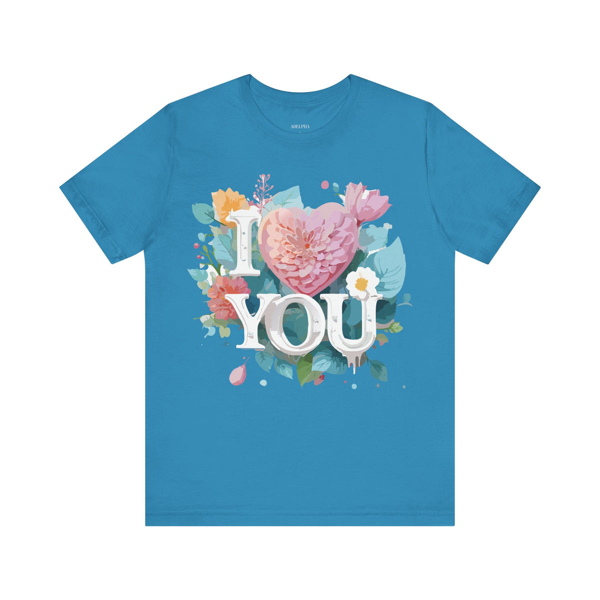 Valentine's Day Graphic Unisex Cotton Bella+Canvas Tee with Floral Art Design d125